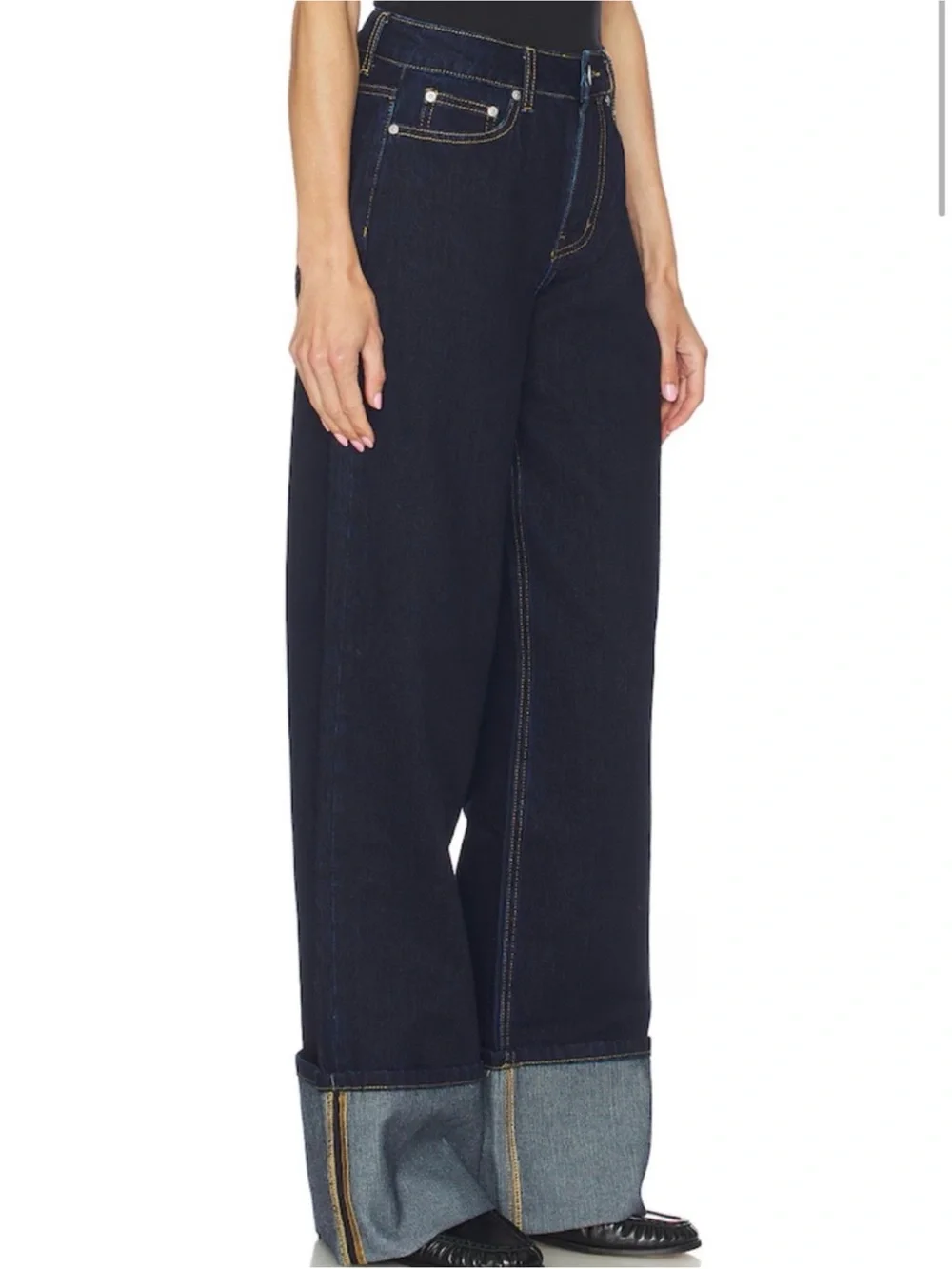 REVOLVE Superdown Cuffed High Waist Wideleg Jeans size 30 (measures 33”) - Picture 2 of 12